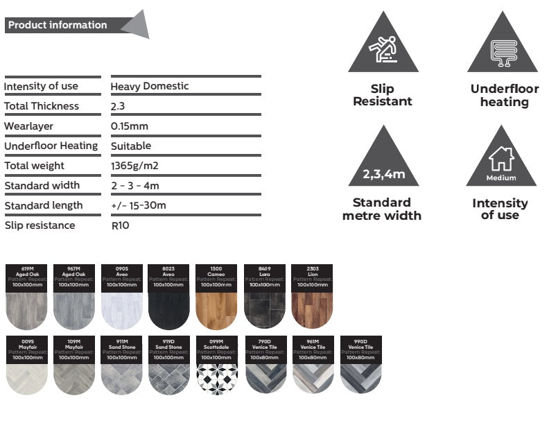 Kuna Mayfair 109M Herringbone Lino Vinyl Flooring