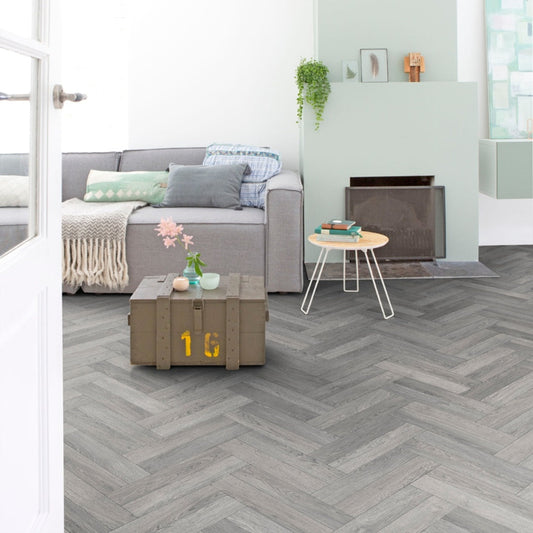 Luxor Herringbone Style Lino Vinyl Flooring - Marilyn 93