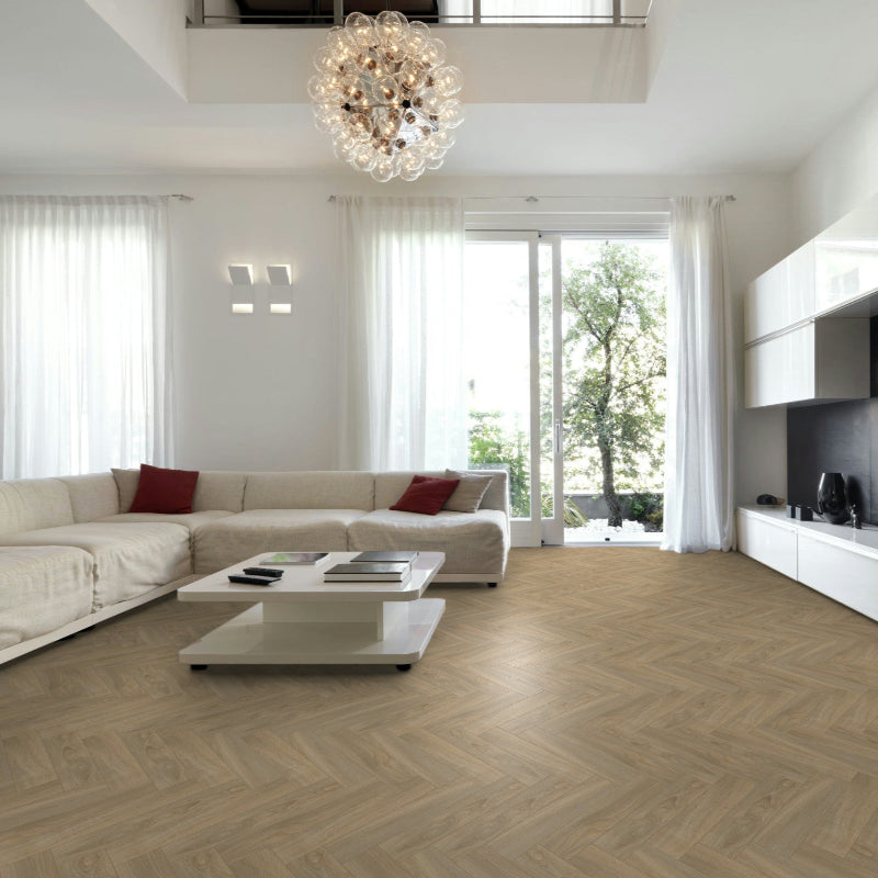 Swede Bay - Sepia Herringbone Vinyl Flooring
